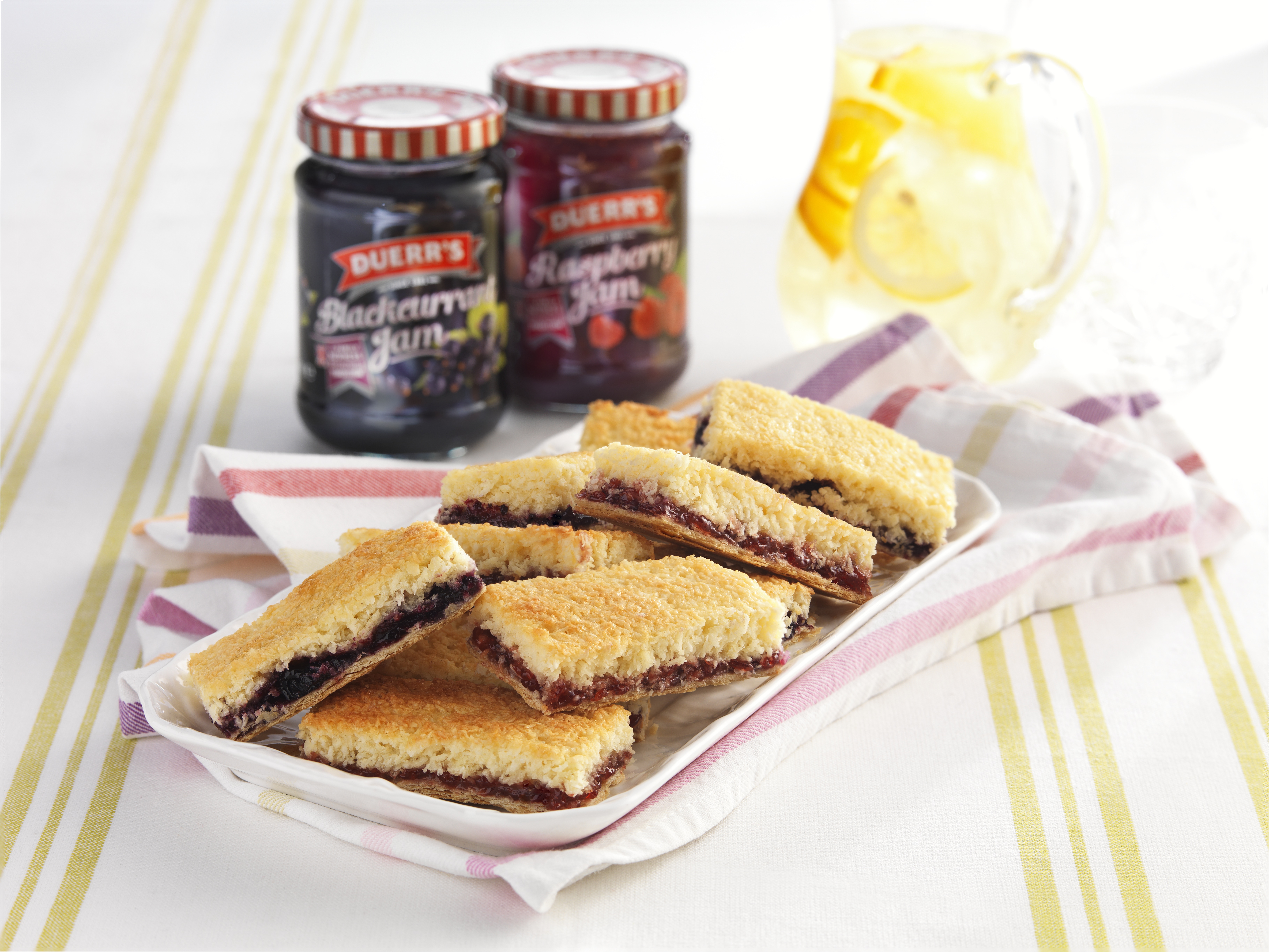 Jam and coconut slice